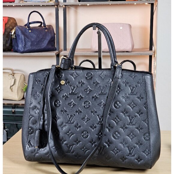 LOUIS VUITTON Montaigne Large GM Empreinte Black Shoulder Leather Bag Satchel - Picture 1 of 16